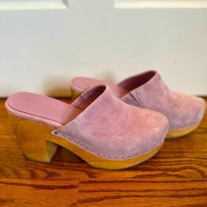 4” Charlotte Stone Lavender Suede Clogs